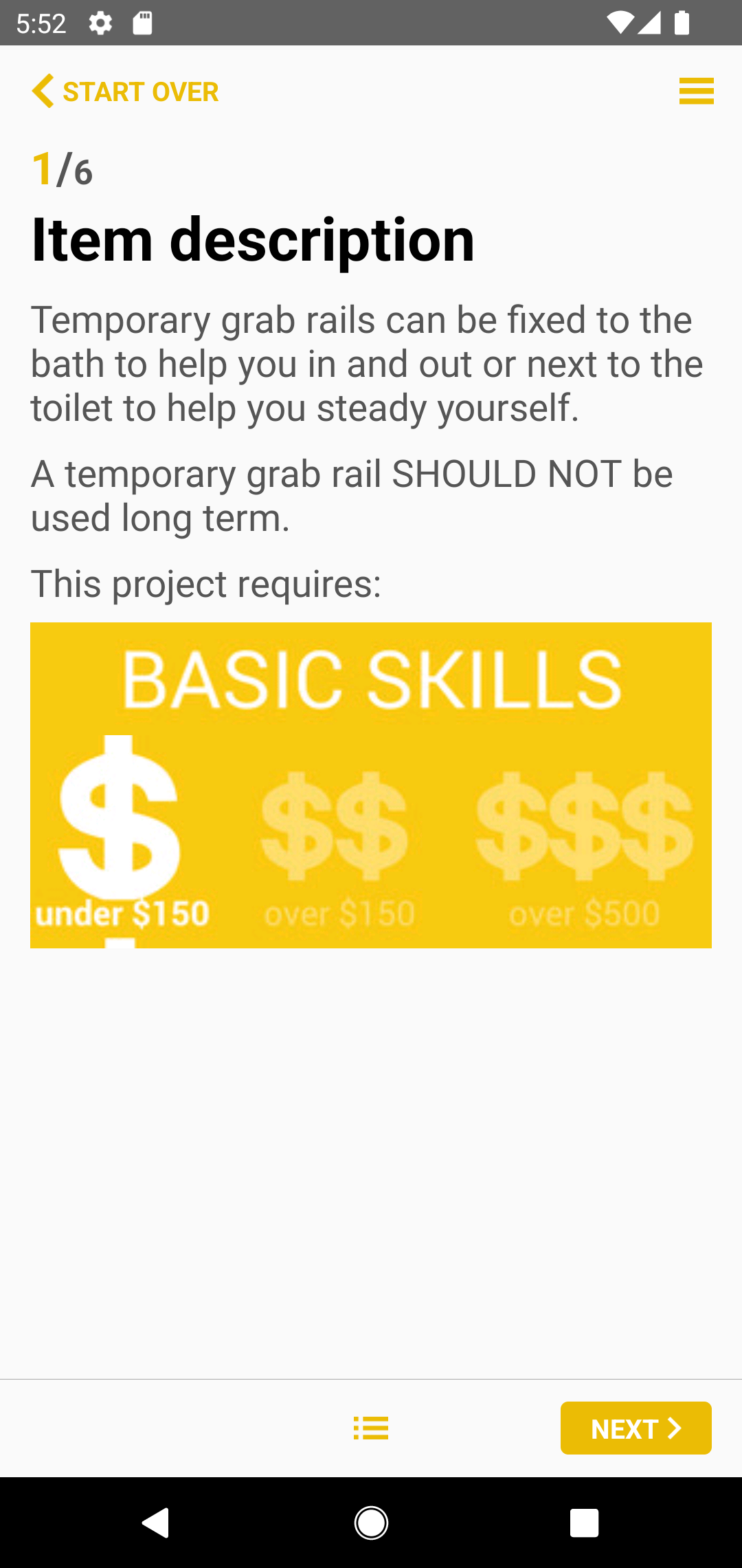 Information about the selected related option